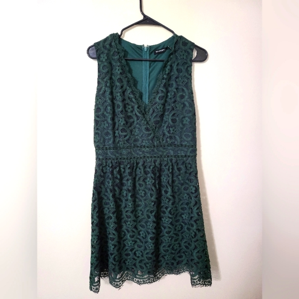 Forest green lace party dress